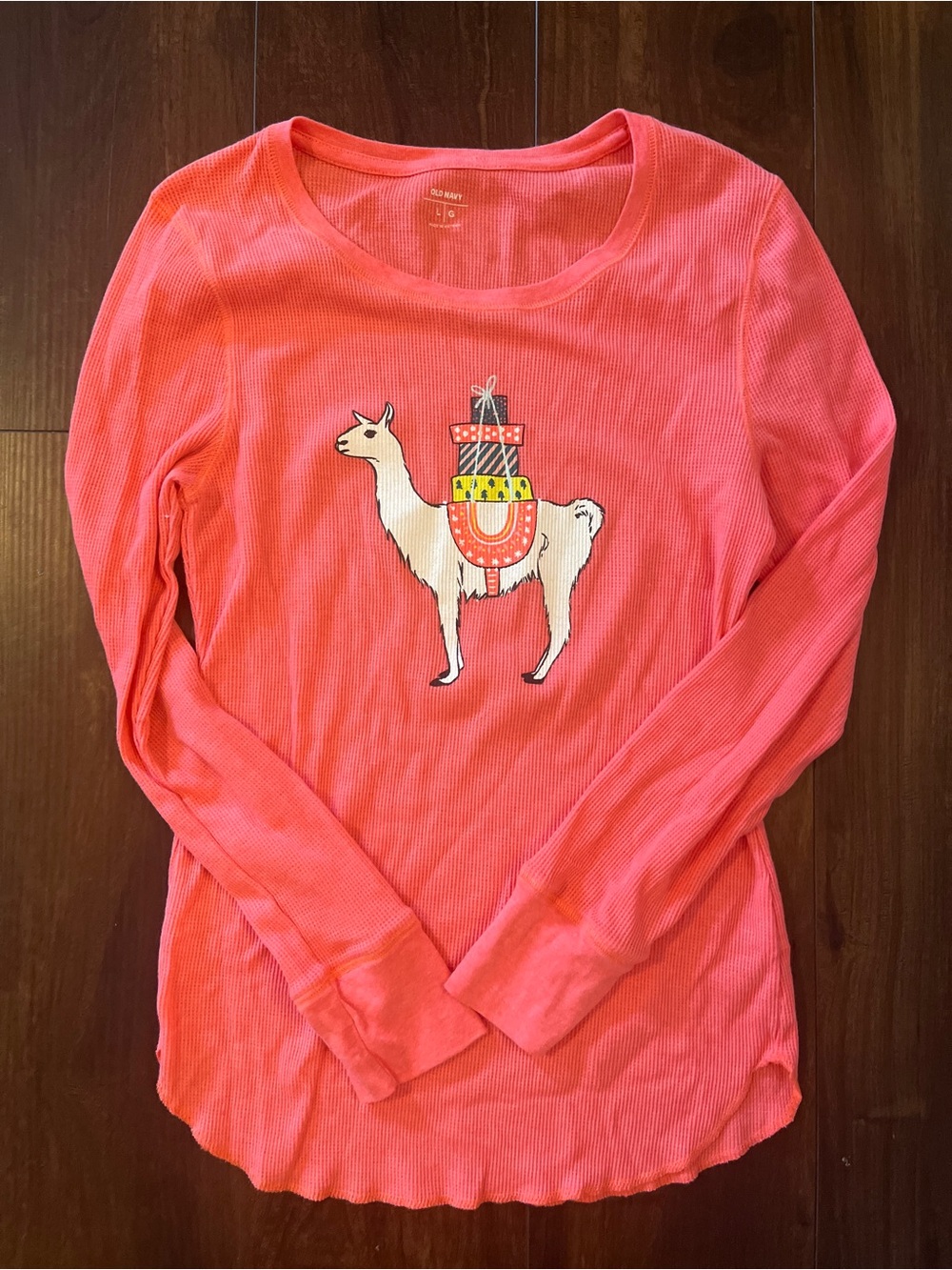 Old Navy Coral Pink Llama Long-Sleeve Tee